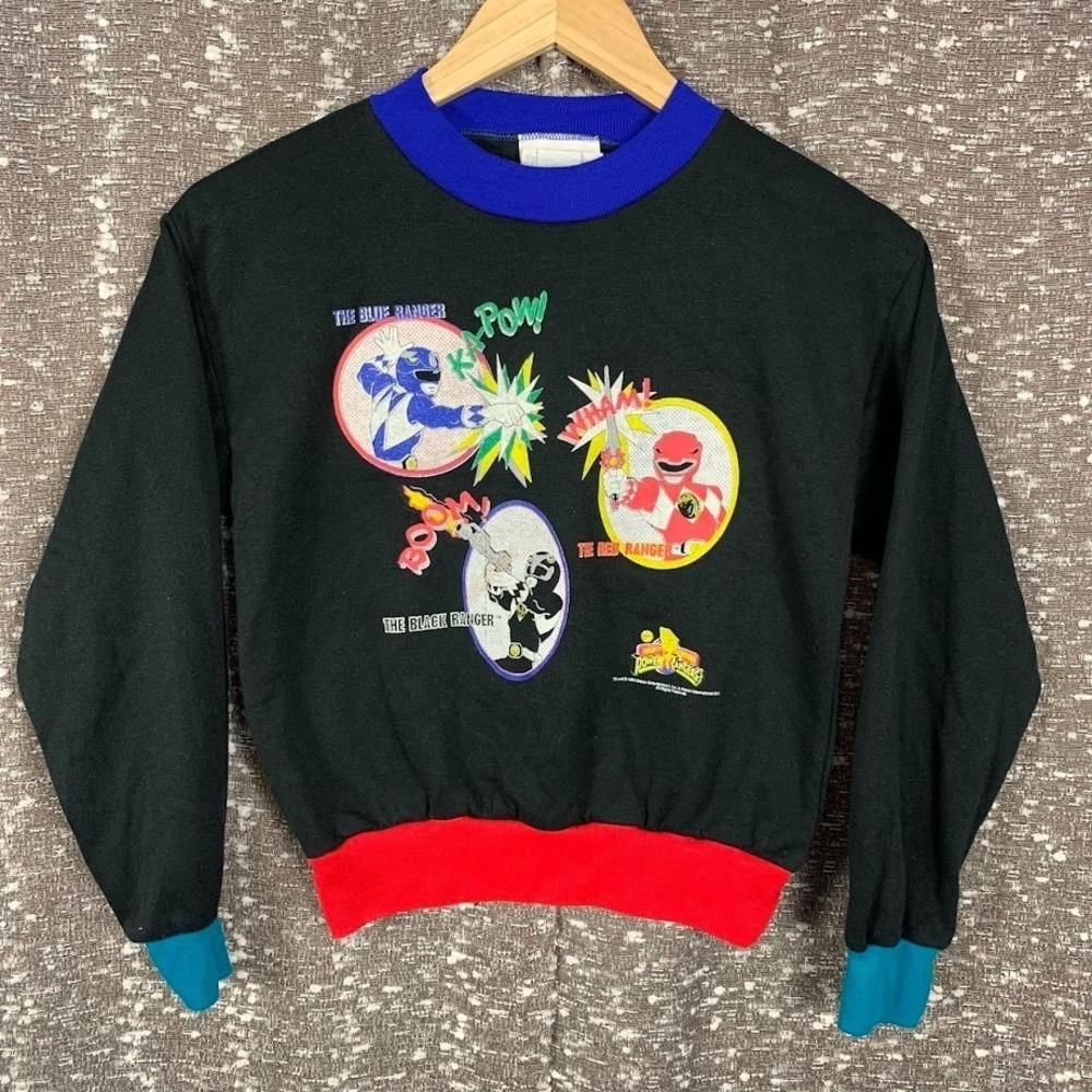 Vintage 90s Power Rangers Colorblock Crewneck Sweatshirt Youth Medium 10/12